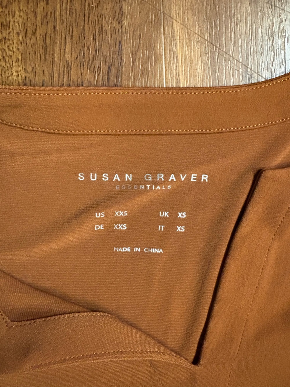 Susan Graver women’s long sleeve top in Warm Brown